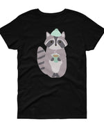 Roly Poly Raccoon Womens Loose Crew Neck Shirt